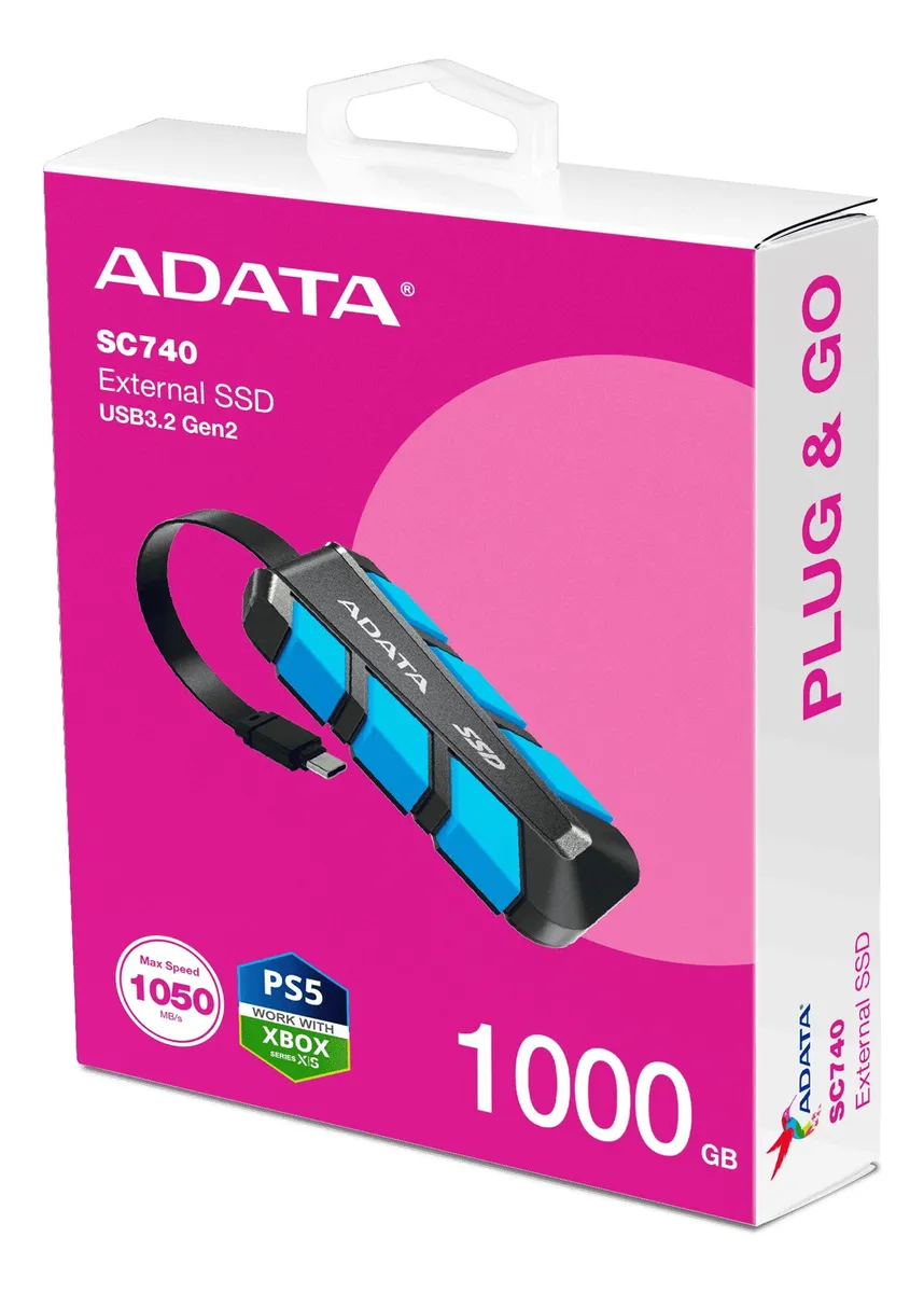 Unidad de estado Solido Externo Adata SC740 USB3.2 Gen2 1000GB