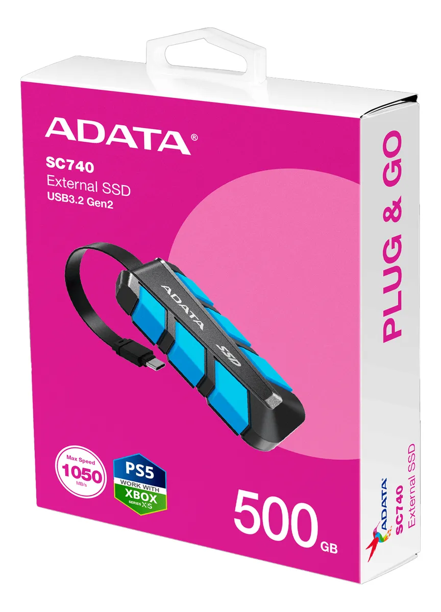 Unidad de estado Solido Externo Adata SC740 USB3.2 Gen2 500GB