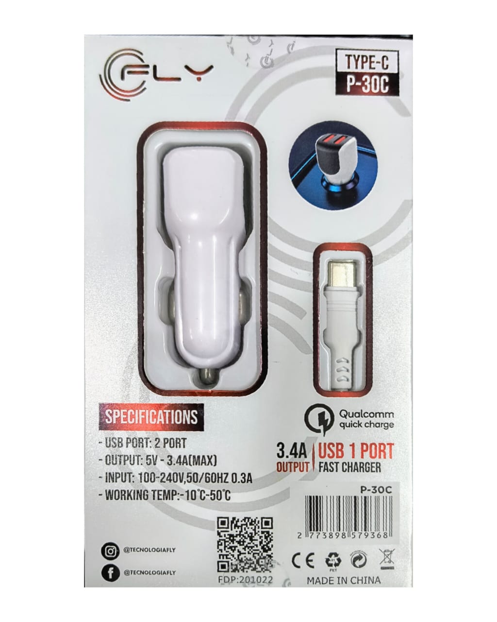 Cargador de Coche Fly Energy : Carga Doble Rápida (3.4A) - Imagen 2